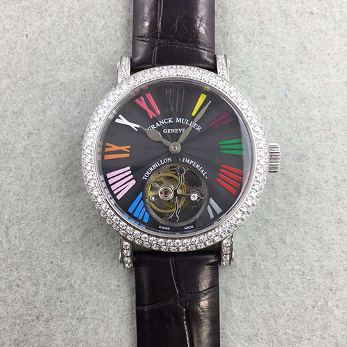 法蘭克穆勒 Franck Muller 女士腕錶 搭載手動上鏈陀飛輪機芯 美洲鱷魚皮錶帶