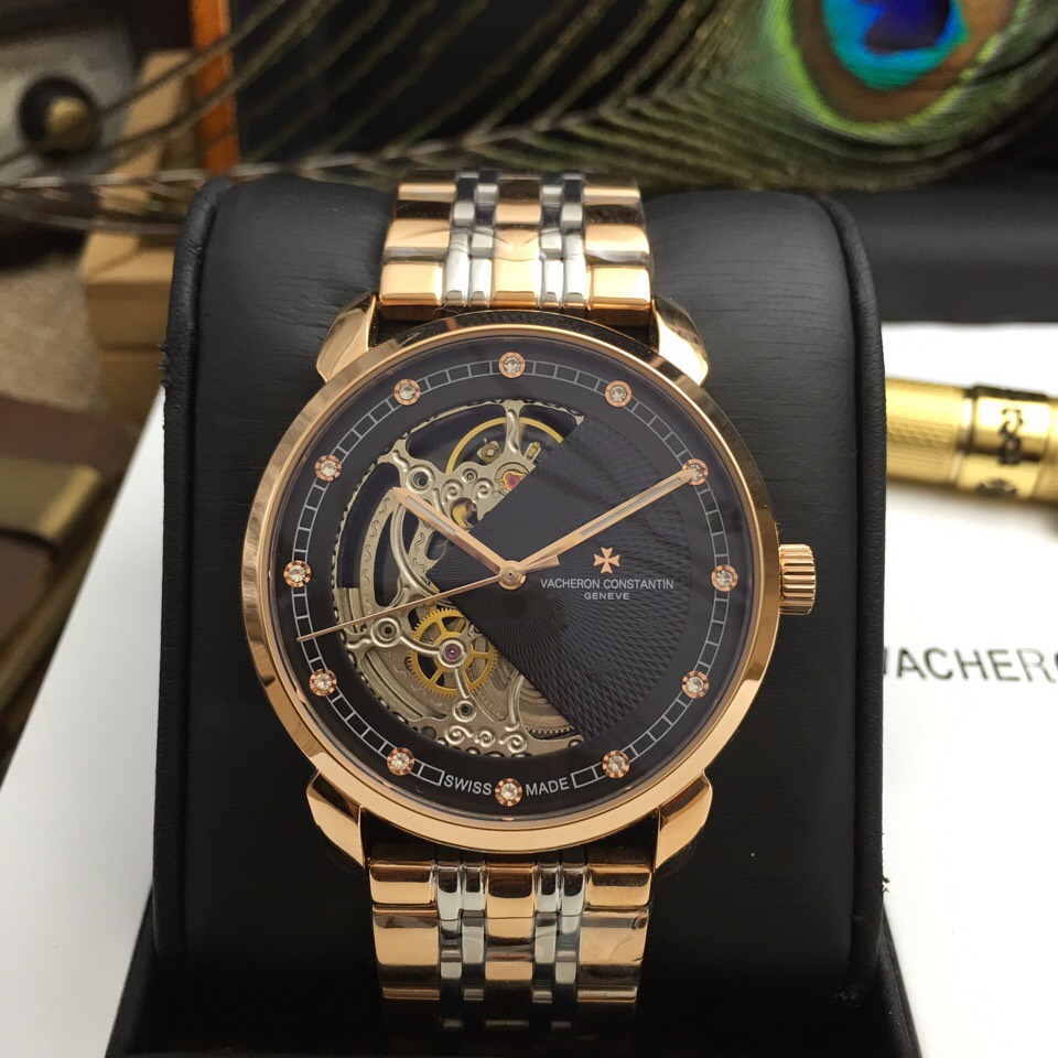 江詩丹頓 礦物質超強玻璃鏡面 男士精品腕錶 自動機械機芯 真皮錶帶 精鋼錶帶-rhid-116775