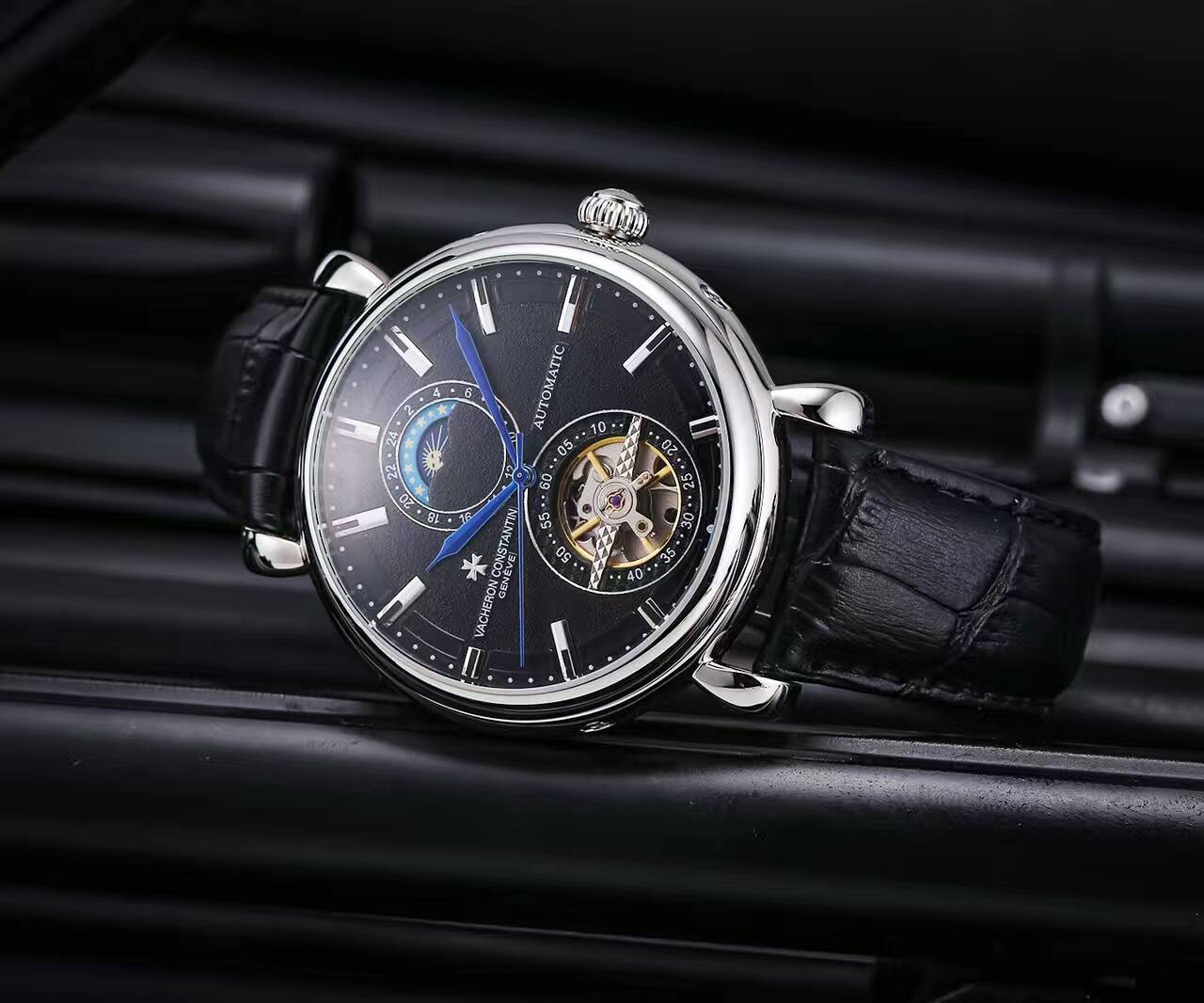江詩丹頓 頂級機械機芯 礦物質超強鏡面 真牛皮錶帶 精品男士腕錶-rhid-116914