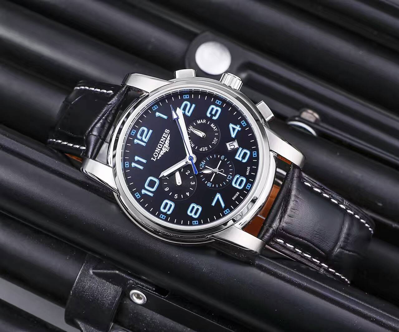 浪琴 頂級機械機芯 316精鋼 藍寶石水晶鏡面 生活防水 精品男士腕錶-rhid-116923