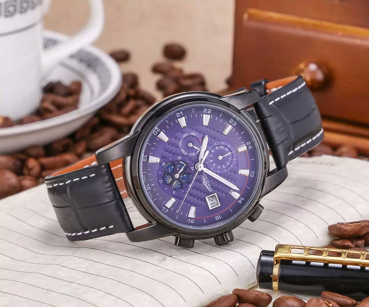 浪琴 頂級機械機芯 藍寶石水晶鏡面 真牛皮錶帶 316精鋼 精品男士腕錶 精致品質 大方風范-rhid-116940
