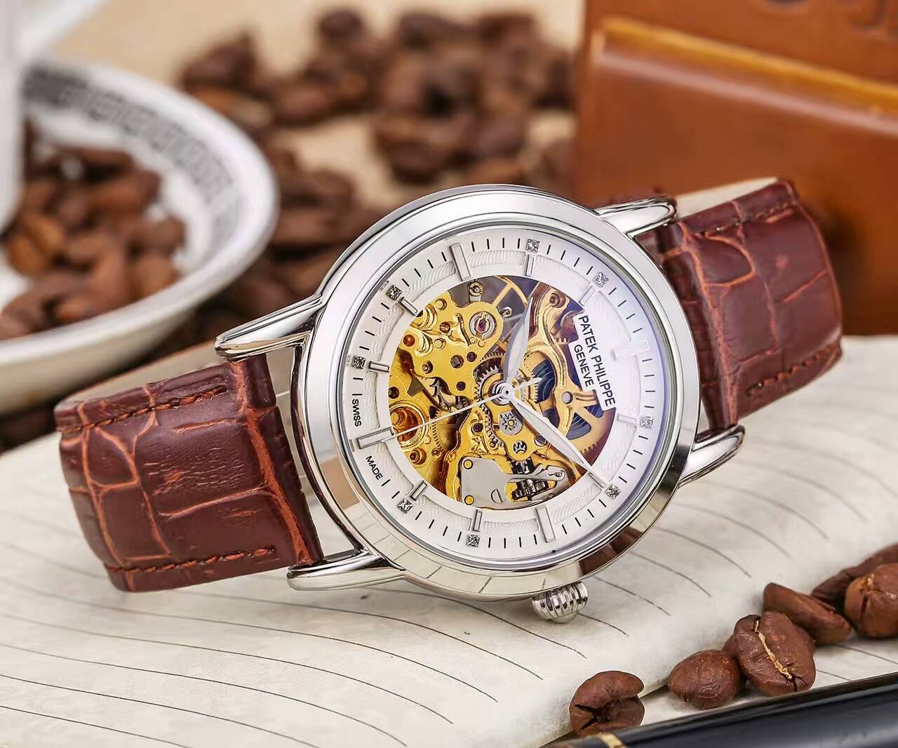 百達翡麗 礦物質超強鏡面 真牛皮錶帶 316精鋼錶殼 精品男士腕錶 