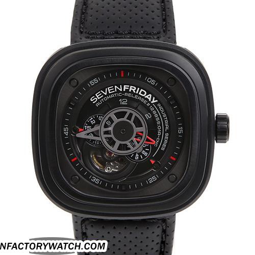 七個星期五SevenFriday P3/1 P3-1 實心316L不鏽鋼 礦物水晶錶蒙 黑色錶盤-rhid-117907